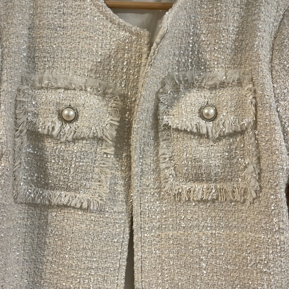 Basic Ivory Tweed Jacket - image 4